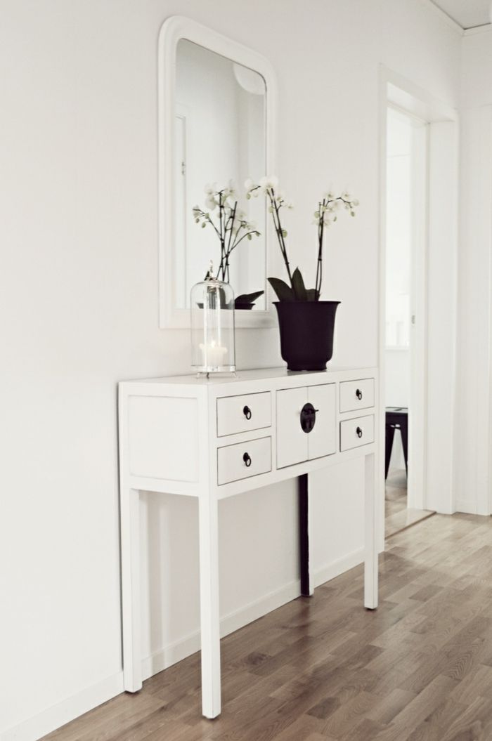 Console in white with small drawers chic modern laminate floor furniture