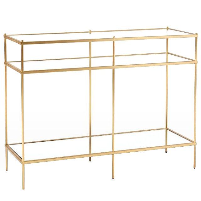Console table made of glass and brass with simple design interior design furniture mid-century