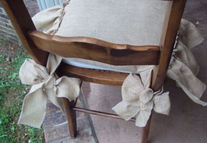 Linen cushion, wooden chair cushion