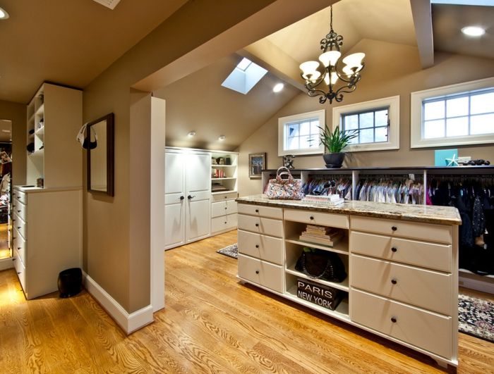 Luxurious dressing room on the top floor-open walk-in closet system