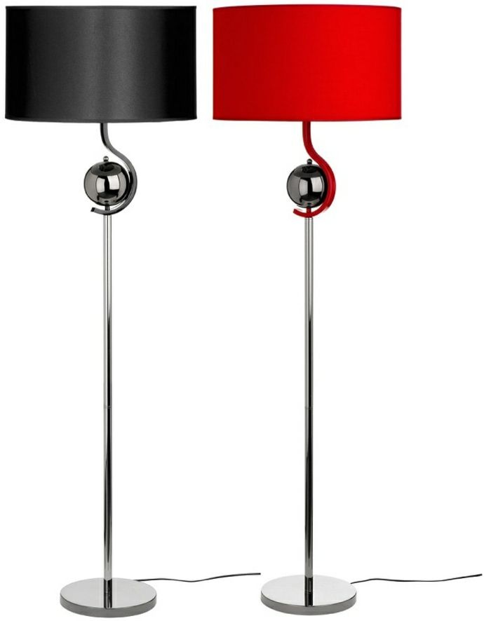 Modern Retro Designer Stehlampen in Rot und Schwarz-Lampen und Leuchten