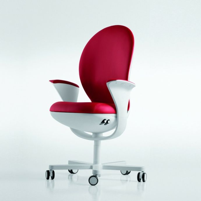 Modern red white ergonomic office chair