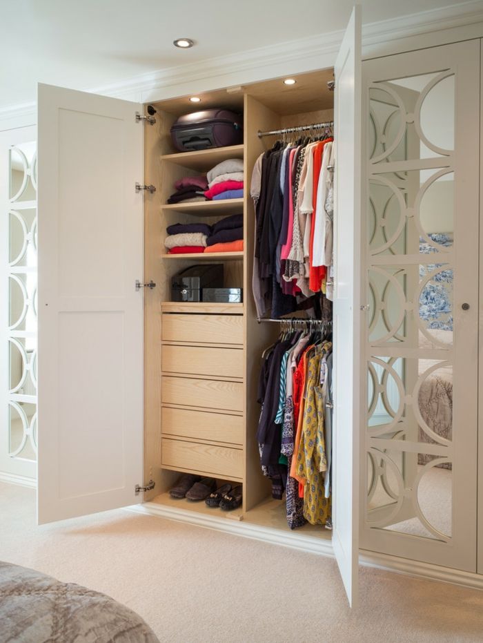 Modern cloakroom with glass doors-wardrobe dressing room clothes storage