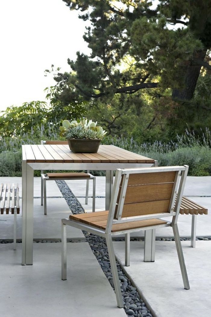 Moderne Gestaltung aus Holz und Metall-Gartenmöbel aus Metall