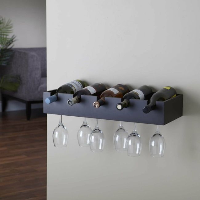 Modern storage of bottles and glasses-wine rack wall shelf modern design