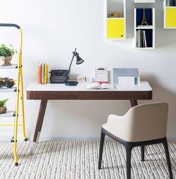 Moderner Arbeitstisch aus Holz-Büromöbel ausziehbar modern Luxus Designer Büroarbeitsplatz Schreibtisch schöne Dekoration Ideen