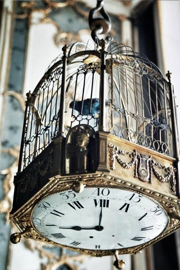 Nostalgic touch in the interior with vintage birdcage decoration idea birdcage steampunk sepia clock shabby chic ornate frame