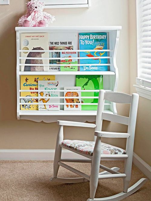 Order in the children's room with hanging shelves-space-saving storage order hanging shelf rocking chair children's room