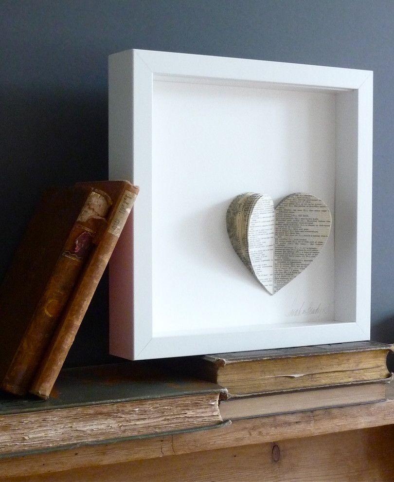 Paper heart in the frame for the home office Valentine's Day interior decor