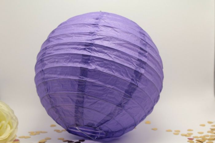 Paper lantern in purple decoration with paper lanterns