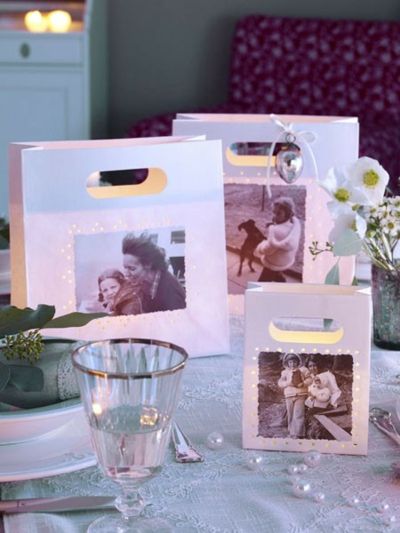 Paper bags with lantern glasses as great table decorations - quick and easy DIY gift ideas