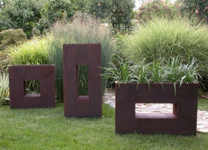 Planter with an unusual design landscape in a minimalist style