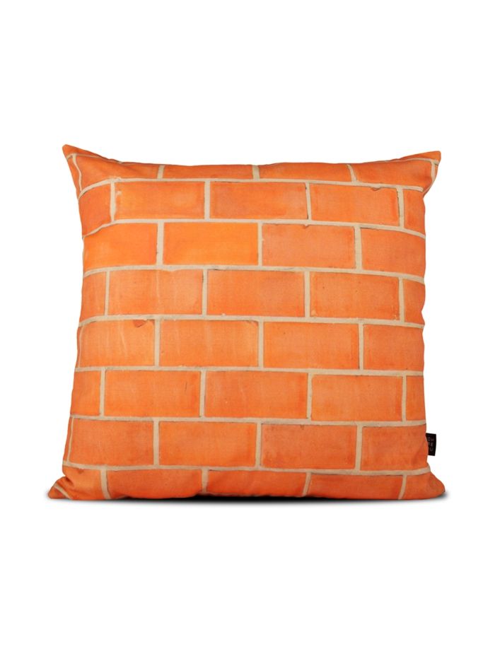 Square decorative pillow in brick wall optics-unusual decoration idea home textiles pillow cover furnishing