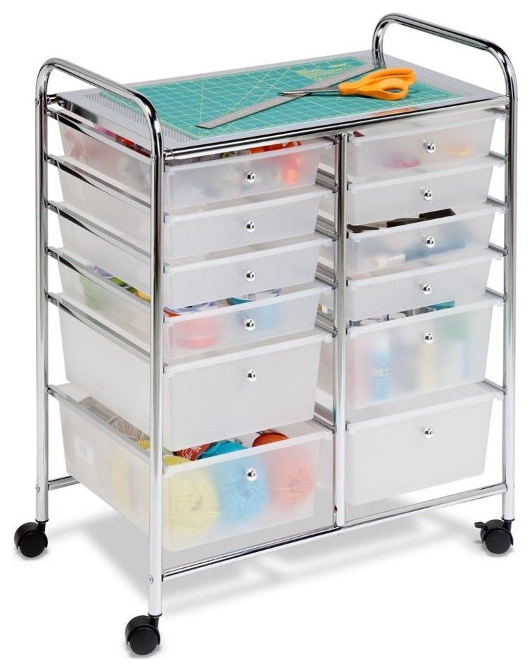 Trolley with drawers for practical organization of the handicraft supplies organization storage of the trolley drawers