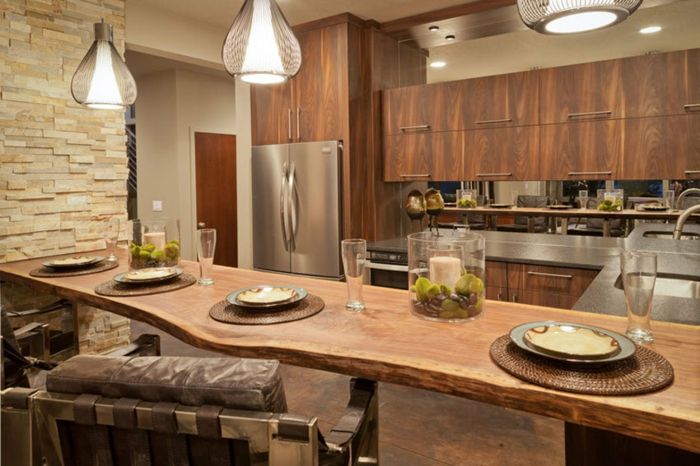 Rustikale Gestaltung des Wohnzimmers-Dekoration Einrichtung Wohnzimmer Küche Holzelemente