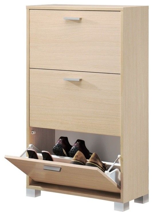 Shoe cabinet in wood look for storing several pairs of shoes-Shoe cabinet Shoe rack practically closed