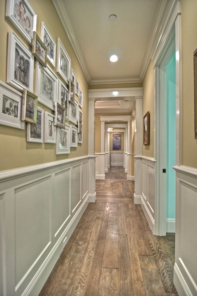 Lumber wall paneling family photos-corridor interior ideas