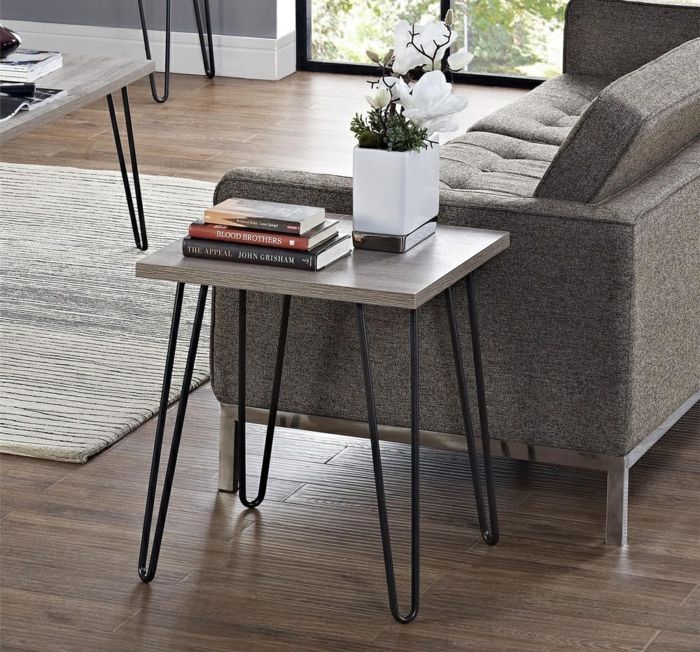 Simple wooden table with metal leg coffee table living room