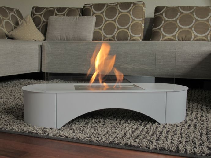 Standing fireplace as a coffee table bioethanol fireplace
