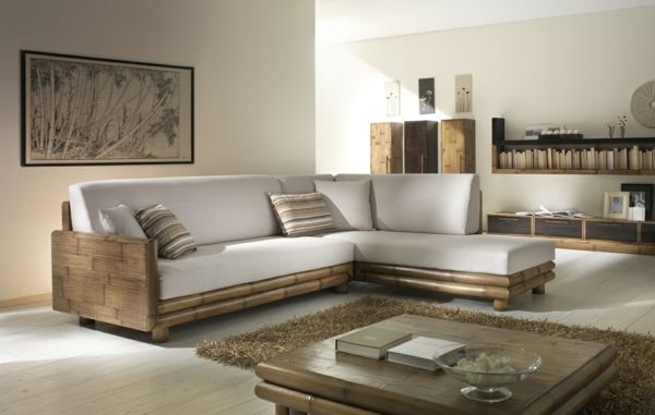 Stylish corner sofa made of bamboo-bamboo decoration