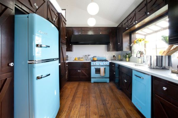The show retro fridge in light blue steals brave color accents