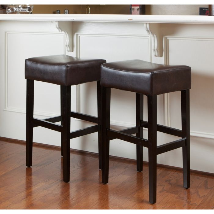 Traditional bar chair without backrest made of leather bar stool for your kitchen