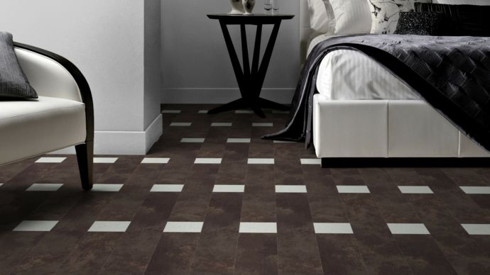Vintage flooring in white and dark brown floor tiles modern texture