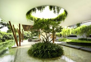 Gartenlandschaft in minimalistischem Stil