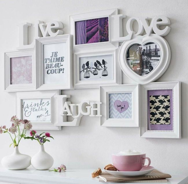 Wall decoration, picture frame, cup in pink - beautiful decoration ideas
