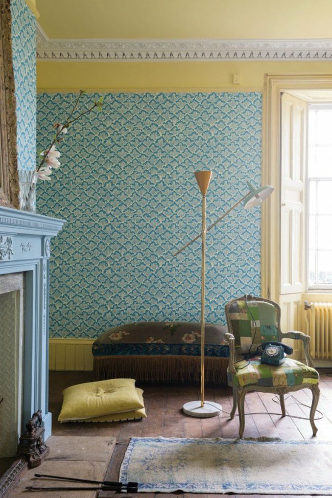 Wandtapete in Retro-Look für das Wohnzimmer-moderne-deko-wand-tapete