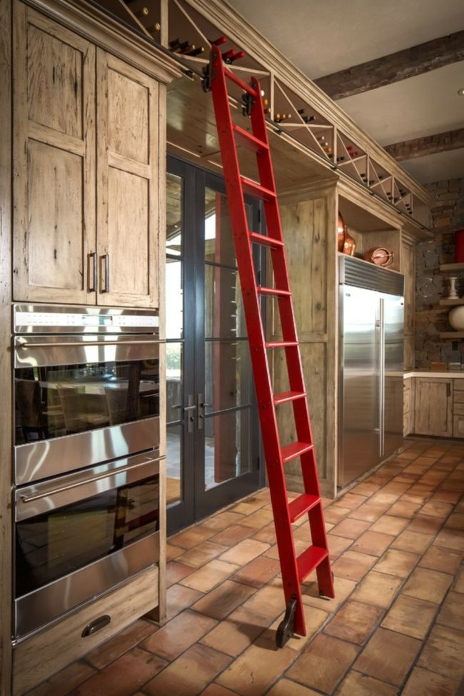 Wine storage in the kitchen ladder wood wine rack wine storage kitchen design