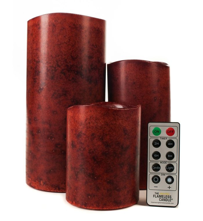 Burgundy candles with remote control flameless candles