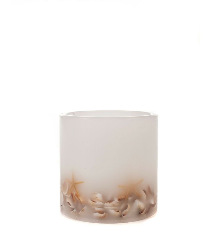 White candle with shells LED flameless candles
