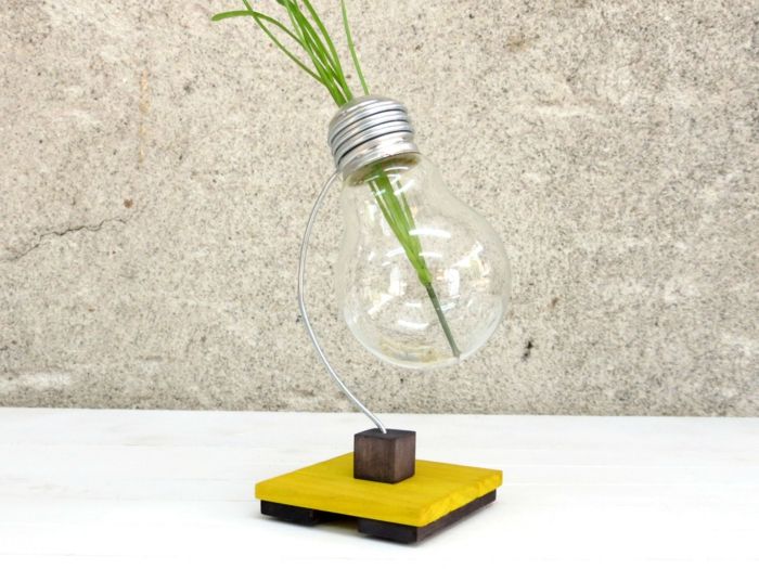 Recycled lightbulb in decor accessories vase