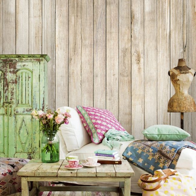 Wohndekoration durch Tapete in Holz-Look-moderne-deko-wand-tapete