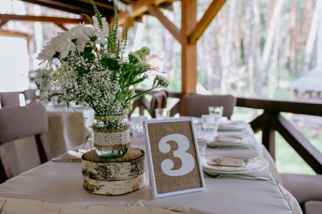 Tender bouquet of flowers in white table decoration wedding