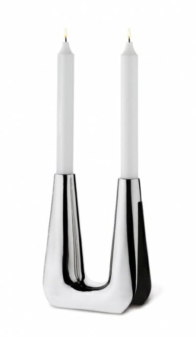 Contemporary candle holder black in a high-gloss finish candle holder for two candles