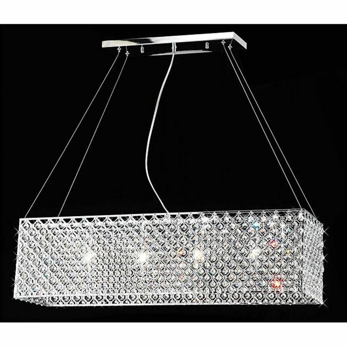 Contemporary crystal chandelier with a rectangular shape-The power of the chandelier