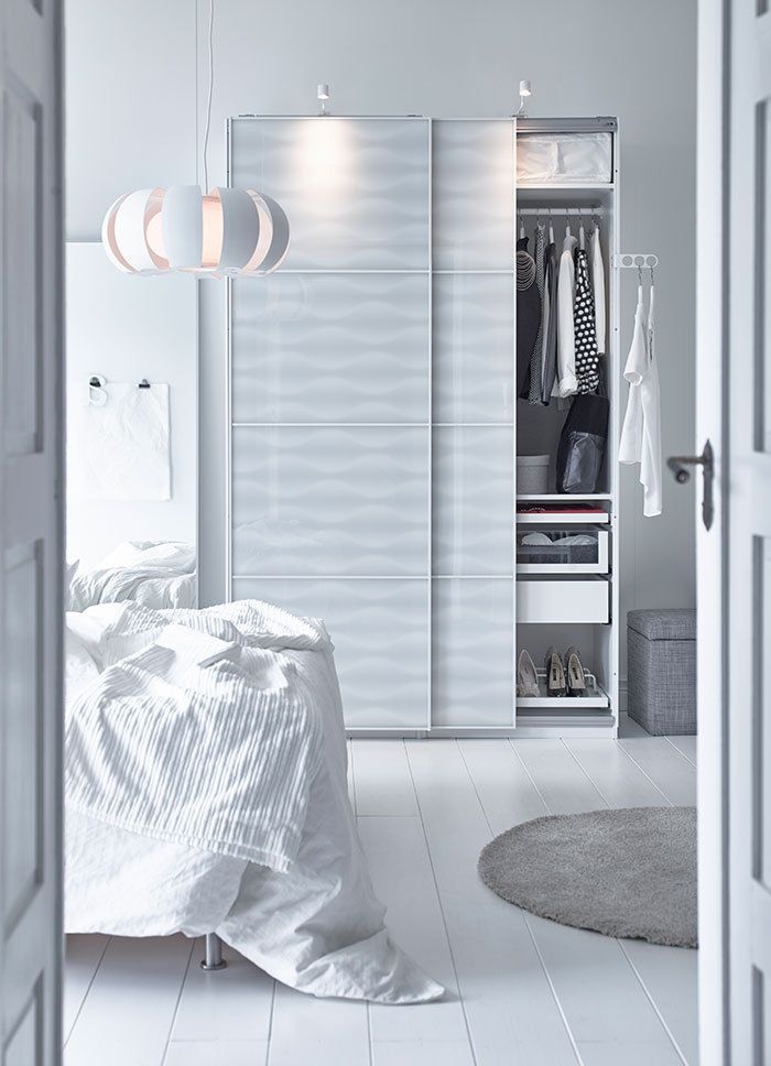 Zeitgenössisches Design Garderobe in Weiß-Hochwertige Kleiderschränke für das Schlafzimmer