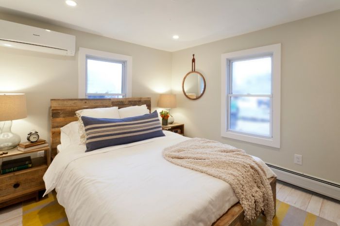 Contemporary bedroom DIY headboard Euro pallet