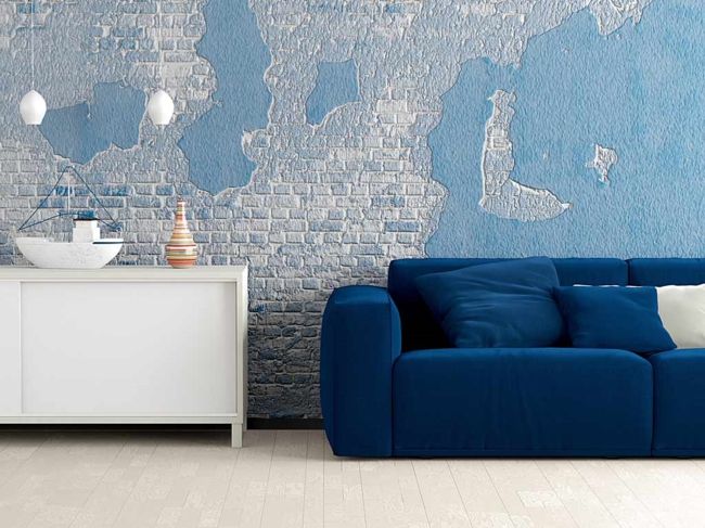 blaue Couch, blaue Wand-wohnzimmer ideen