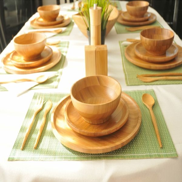 wunderschöne Tischdekorationen mit Bambus-Geschirr-Bambus Dekoration