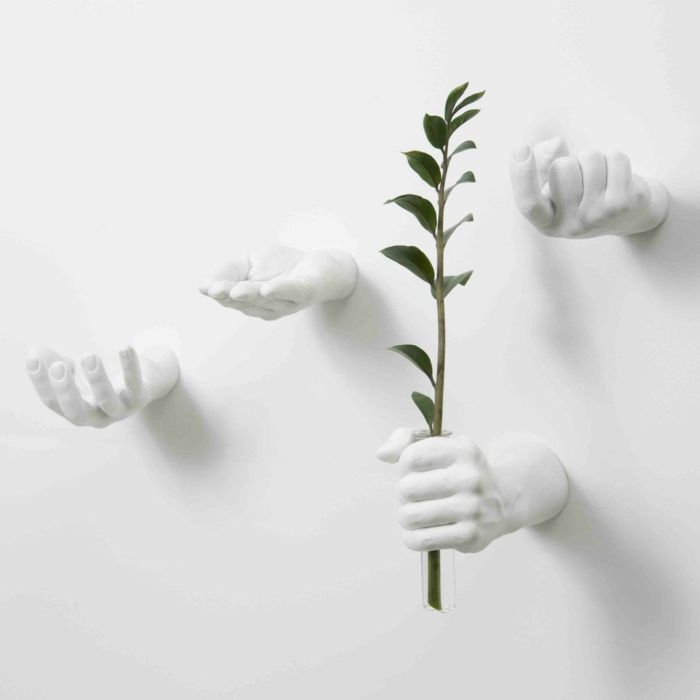 Extraordinary hand shapes as a wall holder or art objects wall hook synthetic resin marble decoration