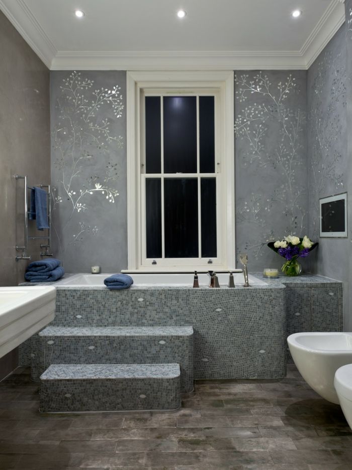 Bathroom design silver gray metallic look