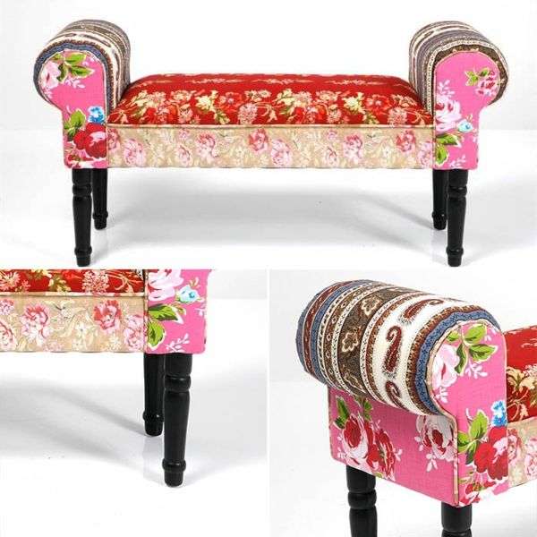 Flowery fabrics and upholstery in shabby chic