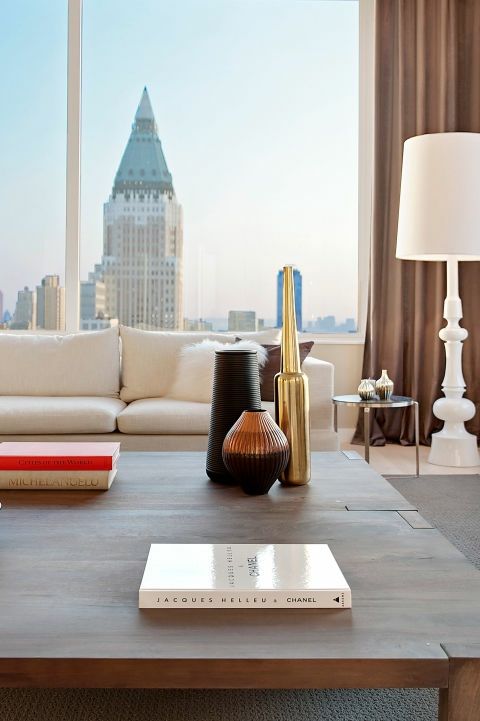 Floor length curtains of luxury living room