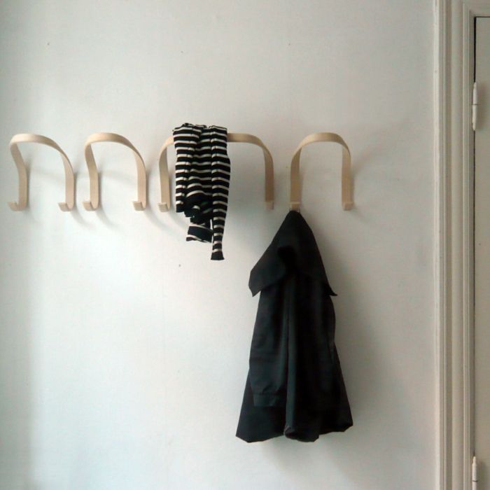 The wall hook made of wood with three suspensions - coat hooks hallway entrance area children's room