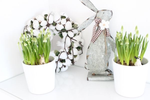 Egg wreath potted plants spring-like