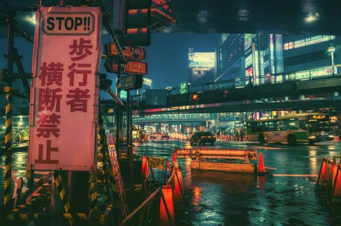 A view of the rainy Tokyo-Asia travel streets
