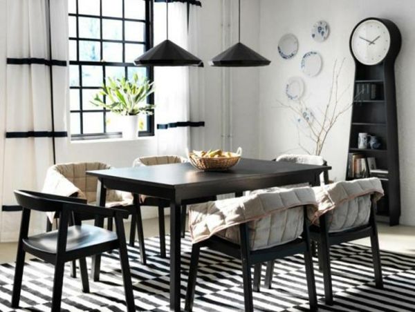 Dining room stripes black and white modern